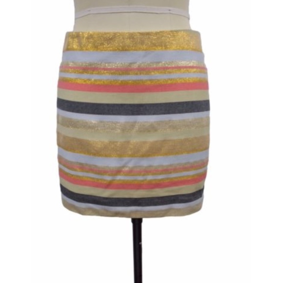 J Crew Metallic Striped Skirt Size 0 - Picture 3 of 7